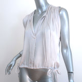 Isabel Marant Etoile Hervey Drawstring-Hem Top Silver Size 34 Sleeveless Blouse