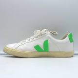 VEJA Esplar Logo Low Top Sneakers White & Absinthe Green Leather Size 38