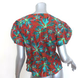 Ulla Johnson Mila puff-sleeve peplum top in rust floral poplin, authentic pre-owned, gently worn, size 2