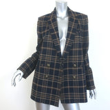 Veronica Beard authentic pre-owned Oria double-breasted plaid blazer, navy and tan wool-blend with removable dickey