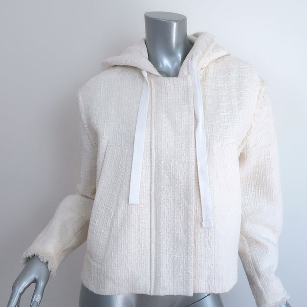 Proenza Schouler White Label Boucle Tweed Hooded Jacket Cream Size