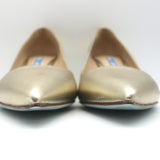 Prada Pumps Gold Metallic Saffiano Leather Size 41 Pointed Toe Heels NEW