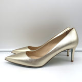 Prada Pumps Gold Metallic Saffiano Leather Size 41 Pointed Toe Heels NEW