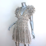 Ulla Johnson Ivy Ruffled Mini Dress Cream Floral Print Silk-Blend Size 0