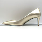 Prada Pumps Gold Metallic Saffiano Leather Size 41 Pointed Toe Heels NEW