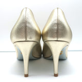 Prada Pumps Gold Metallic Saffiano Leather Size 41 Pointed Toe Heels NEW