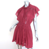Isabel Marant Etoile Gisele Lace-Trimmed Mini Dress Red Cotton-Blend Size 36