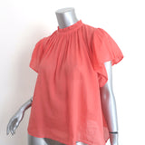 Trovata Birds of Paradis Carla High Neck Short Sleeve Top Coral Size Medium