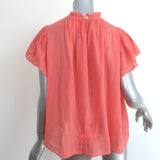 Trovata Birds of Paradis Carla High Neck Short Sleeve Top Coral Size Medium