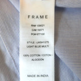 FRAME Raw Edge Ruffle Top Light Blue Pinstripe Cotton Size Medium