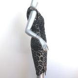 Yves Saint Laurent Dress Gray Leopard Print Silk Size 40 Sleeveless V-Neck