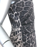Yves Saint Laurent Dress Gray Leopard Print Silk Size 40 Sleeveless V-Neck