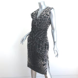 Yves Saint Laurent Dress Gray Leopard Print Silk Size 40 Sleeveless V-Neck