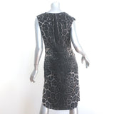 Yves Saint Laurent Dress Gray Leopard Print Silk Size 40 Sleeveless V-Neck