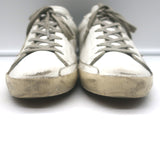 Golden Goose Superstar sneakers in white leather with blue accents, authentic pre-owned luxury