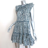 Veronica Beard Zee Tiered Mini Dress Blue Batik Print Cotton Size 0