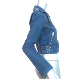 IRO Ashville Motorcycle Jacket Blue Distressed Leather Size 36 NEW