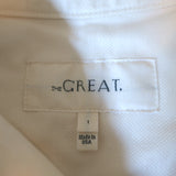 THE GREAT Swingy Army Jacket Cream Cotton-Blend Size 1