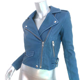 IRO Ashville Motorcycle Jacket Blue Distressed Leather Size 36 NEW