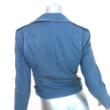 IRO Ashville Motorcycle Jacket Blue Distressed Leather Size 36 NEW