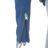 IRO Ashville Motorcycle Jacket Blue Distressed Leather Size 36 NEW