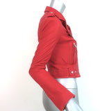 IRO Luiga Double-Zip Biker Jacket Red Leather Size 36 NEW