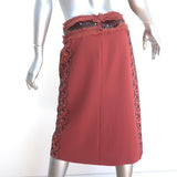 Bottega Veneta Sequined Skirt Dark Pink Embroidered Crepe Size 40