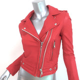 IRO Luiga Double-Zip Biker Jacket Red Leather Size 36 NEW