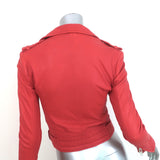 IRO Luiga Double-Zip Biker Jacket Red Leather Size 36 NEW