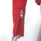 IRO Luiga Double-Zip Biker Jacket Red Leather Size 36 NEW