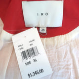 IRO Luiga Double-Zip Biker Jacket Red Leather Size 36 NEW