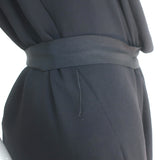 Lanvin Cowl Neck Sleeveless Dress Black Draped Crepe Size 42