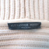 Alexander McQueen ribbed peplum cardigan, ivory wool, size L — pre-owned luxury with authentic designer detailing
