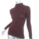 Isabel Marant Zasha Sweater Burgundy Linen-Blend Thin Ribbed Knit Size 36 NEW