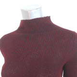 Isabel Marant Zasha Sweater Burgundy Linen-Blend Thin Ribbed Knit Size 36 NEW