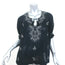 THE GREAT Peasant Top Black Embroidered Cotton Size 2 Short Sleeve Blouse