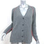 Marni Tipped Cashmere Cardigan Gray/Red Size 40 V-Neck Sweater NEW