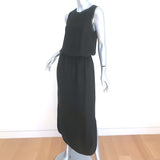 Vince Sleeveless Blouson Maxi Dress Black Silk Jacquard Size Small