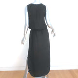 Vince Sleeveless Blouson Maxi Dress Black Silk Jacquard Size Small