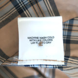 A Shirt Thing Stella Ruffle Neck Blouse Beige Plaid Size Medium Short Sleeve Top