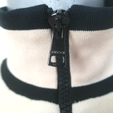 Gucci x Adidas chenille three-stripe cropped jacket in ivory, cotton-blend, pre-owned, authenticated luxury piece
