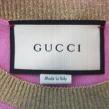 Gucci sequin-embroidered wool sweater in soft pink, size Small, luxury pre-owned condition