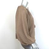 Max Mara Quirite tassel sweater in brown linen knit, size XS — pre-owned, gently worn authentic luxury piece.
