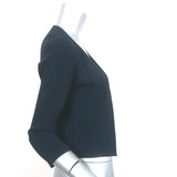 Akris Punto Cardigan Navy Ribbed Knit Size US 8 Open-Front Sweater