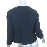 Akris Punto Cardigan Navy Ribbed Knit Size US 8 Open-Front Sweater