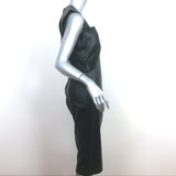 Bottega Veneta Square Neck Leather Midi Dress Black Size 38