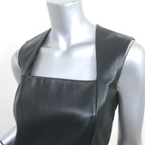 Bottega Veneta Square Neck Leather Midi Dress Black Size 38