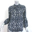 Apiece Apart Bravo Popover Top Navy Printed Silk Size 0 Long Sleeve Blouse