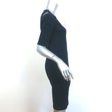 St. John Cold Shoulder Dress Navy Wool-Blend Size 6 Short Sleeve Sheath NEW