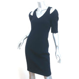 St. John Cold Shoulder Dress Navy Wool-Blend Size 6 Short Sleeve Sheath NEW